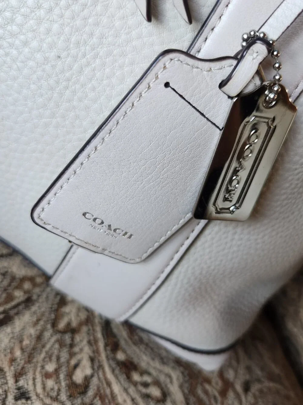 Coach pebble leather large Bleecker Preston satchel Beige Buffalo no strap